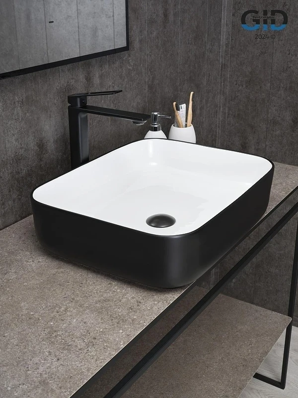 Раковина-чаша Gid Geometrico 50 Nc366 52205 цвет Белый Черный