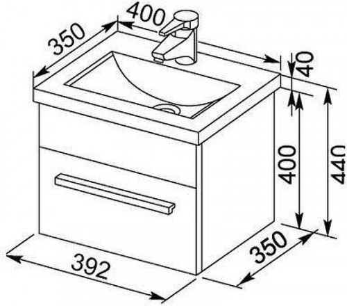 Тумба под раковину Aquanet Нота 40 159137 подвесная Белая МДФ / ЛДСП