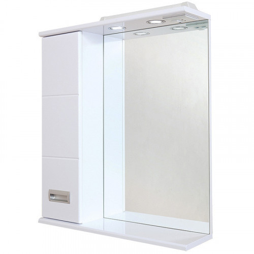Зеркало со шкафом Onika Балтика 67.02 L 206701 с подсветкой Белое МДФ / ЛДСП, стекло