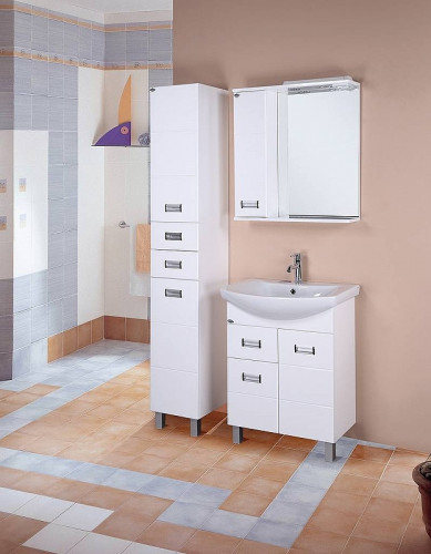 Зеркало со шкафом Onika Балтика 67.02 L 206701 с подсветкой Белое МДФ / ЛДСП, стекло