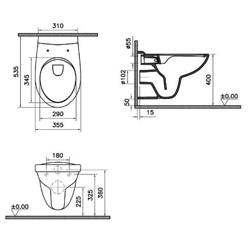 Комплект унитаза с инсталляцией Vitra S10 SpinFlush 9842B003-7206 с сиденьем Микролифт и клавишей смыва Хром глянцевый фарфор подвесной