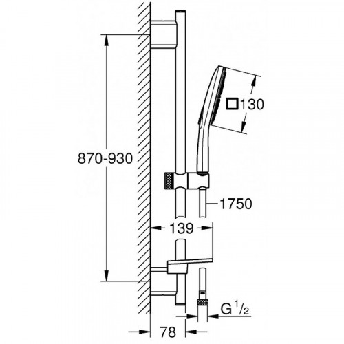 Душевой гарнитур Grohe Rainshower SmartActive 26586LS0 Белая луна Хром латунь на стену