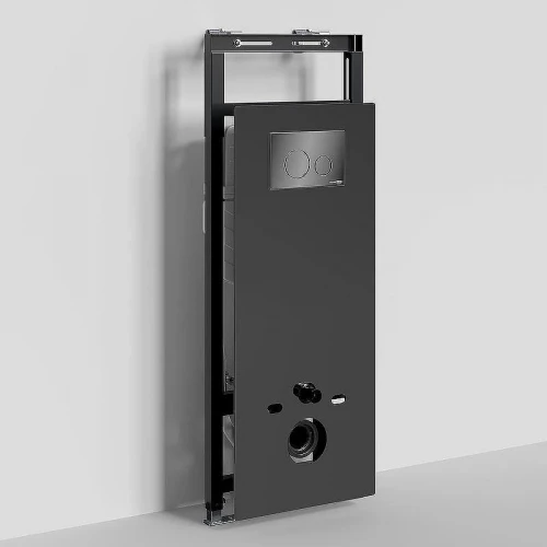 Инсталляция WasserKRAFT Salm 27TLT.010.ME.BL.PB02 для унитаза Черное стекло с клавишей смыва Черный глянец