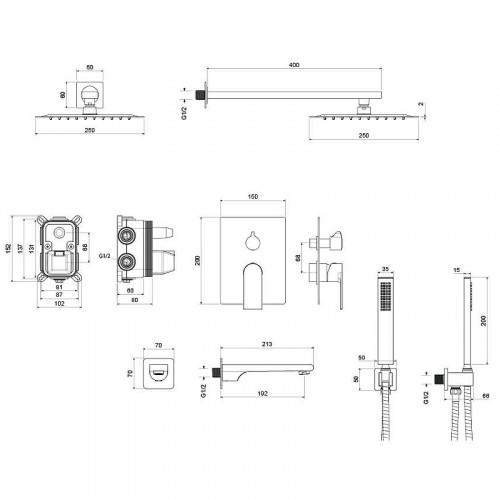 Душевая система Aquatek Лира AQ1473CR Хром латунь встраиваемый