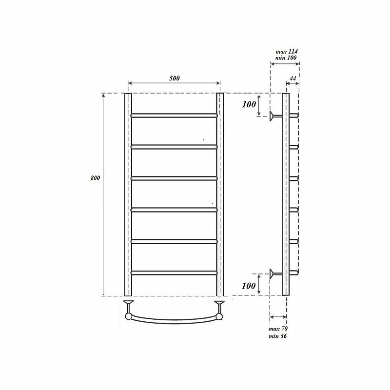 Водяной полотенцесушитель Point Афина PN04158 П6 500x800 Хром