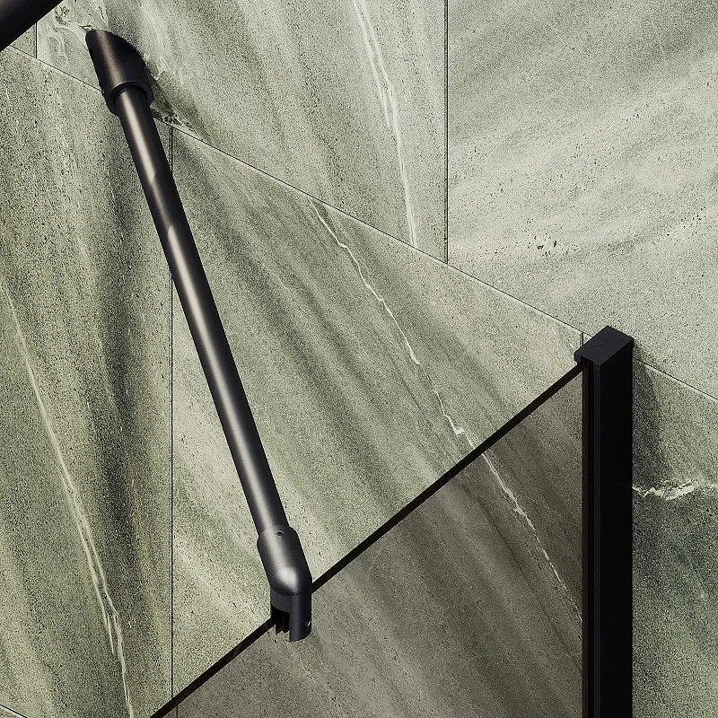 Шторка на ванну Maybah Glass MGV-70-6ш 800x1400 в широком профиле Черный стекло бронзовое