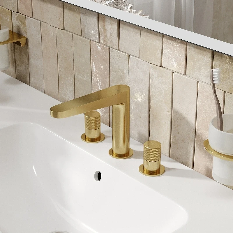 Смеситель для раковины WasserKRAFT Schunter 8235 Золото матовое латунь