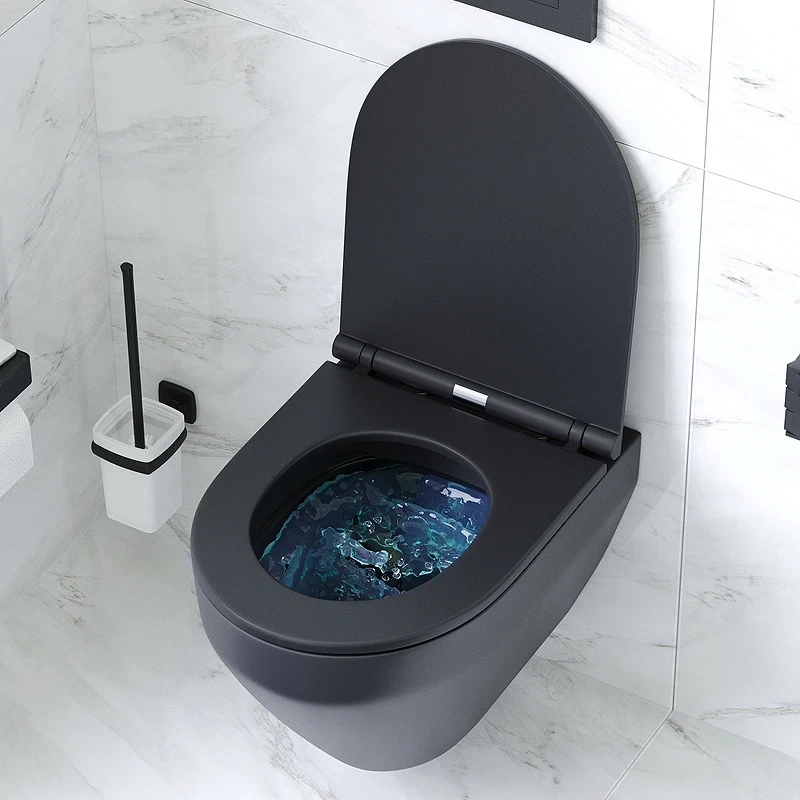 Комплект унитаза с инсталляцией AM.PM Spirit V2.0 FlashClean IS49038.701700MB с сиденьем Микролифт и Черной матовой клавишей смыва фарфор подвесной