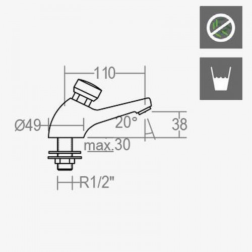 Кран для одного типа воды Ramonsoler Solestop 7450 Хром
