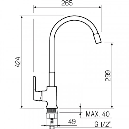 Смеситель для кухни Ростовская Мануфактура Сантехники SL123W-016F-1 Белый Хром