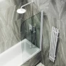 Шторка на ванну Maybah Glass MGV-597-1 500x1400 поворотная на монопетле Белый стекло прозрачное