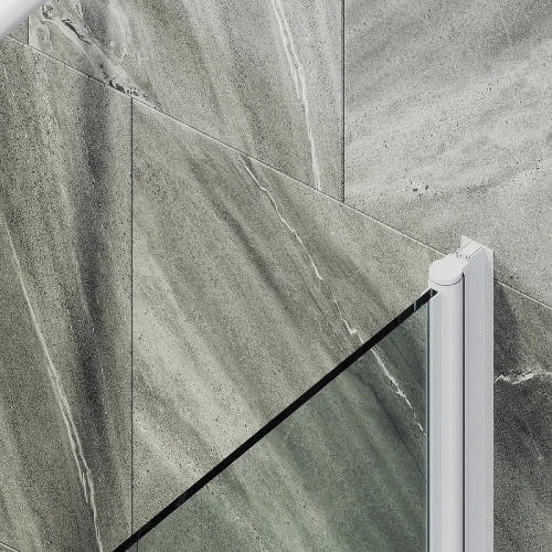 Шторка на ванну Maybah Glass MGV-597-1 500x1400 поворотная на монопетле Белый стекло прозрачное