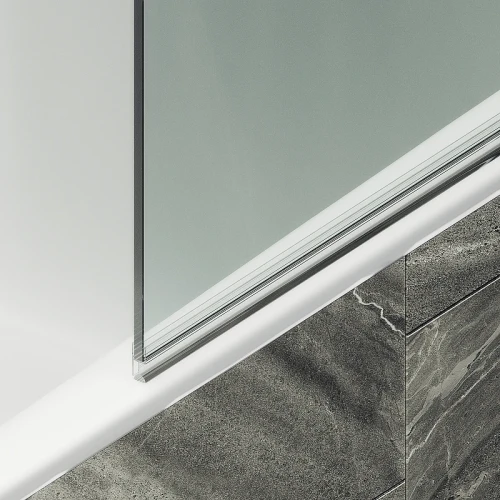 Шторка на ванну Maybah Glass MGV-597-1 500x1400 поворотная на монопетле Белый стекло прозрачное