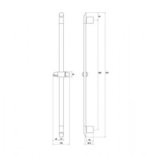 Душевая штанга Ravak 973.00 X07P014 Хром пластик на стену