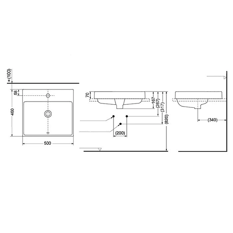Раковина Toto MH 50 LW1615CB#XW Белая фарфор полувстраиваемая