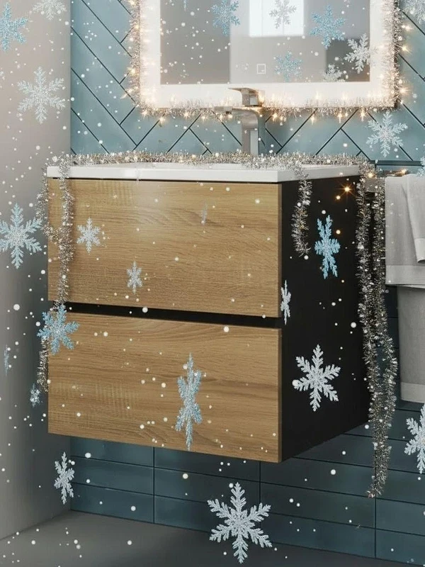 Тумба под раковину Uperwood Barsa 50 2937205252 подвесная цвет Черный матовый Дуб сонома