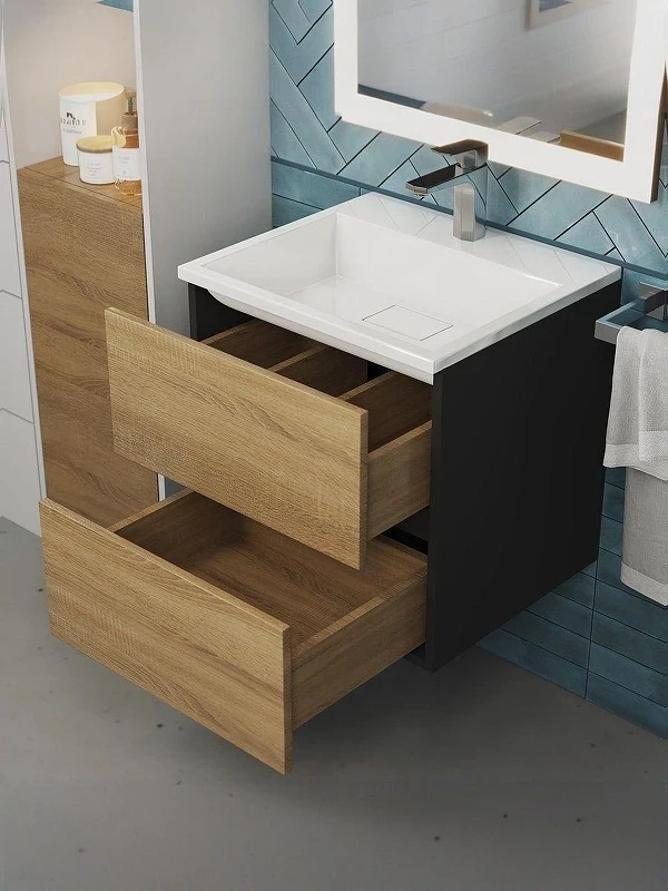 Тумба под раковину Uperwood Barsa 50 2937205252 подвесная цвет Черный матовый Дуб сонома