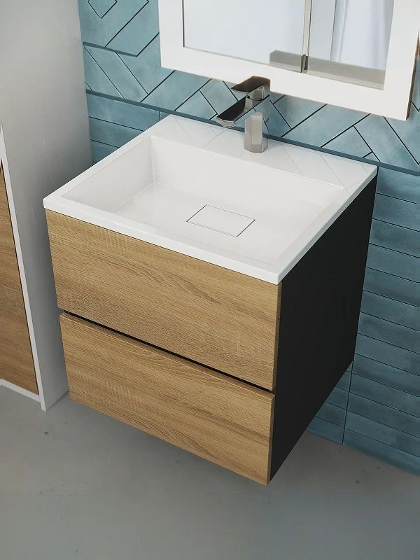 Тумба под раковину Uperwood Barsa 50 2937205252 подвесная цвет Черный матовый Дуб сонома