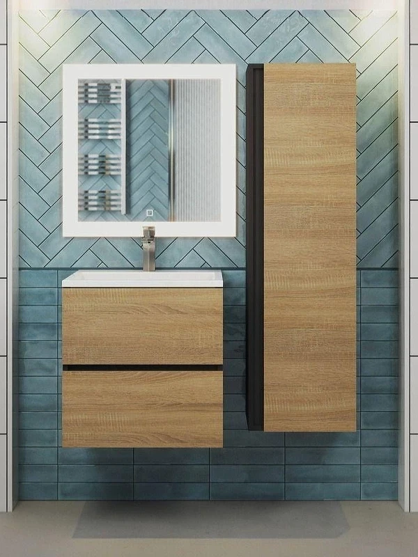 Тумба под раковину Uperwood Barsa 50 2937205252 подвесная цвет Черный матовый Дуб сонома