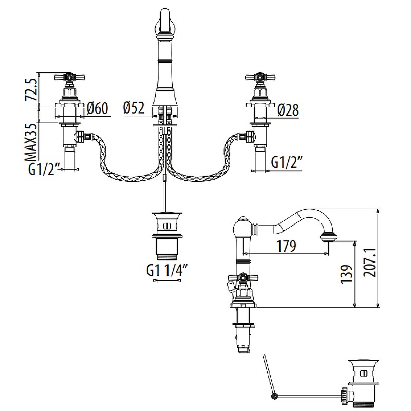 Смеситель для раковины Gattoni TRD TR096/18C0 Хром