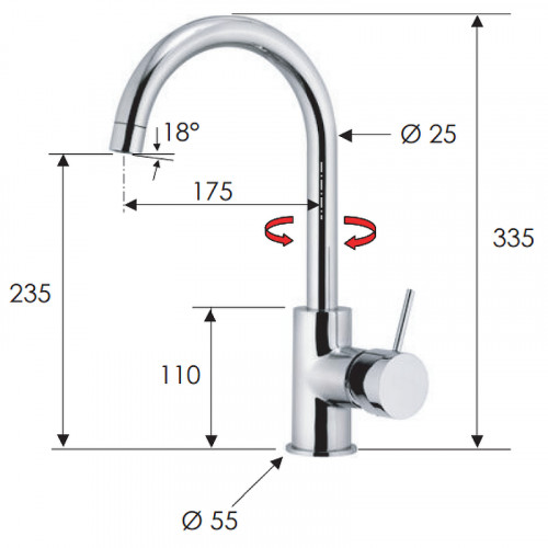 Смеситель для кухни Remer X-Style X72 Хром латунь