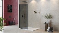 Душевая перегородка Cezares Liberta 110 LIBERTA-L-1-TB-110-GR-NERO профиль Черный матовый стекло серое