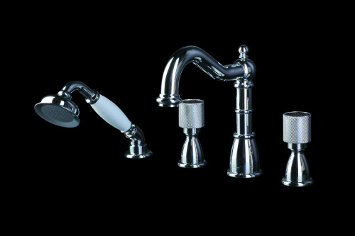 Смеситель на борт ванны Boheme Royal Cristal 396-Royal/CRST black Хром латунь