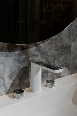 Смеситель для раковины Boheme Venturo 150-WCR-DIAMOND Белый Хром латунь