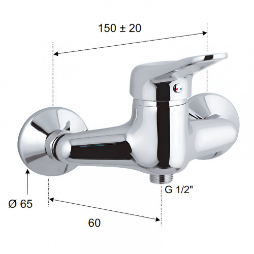 Смеситель для душа Remer Kiss K31 Хром латунь на стену