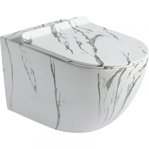 Унитаз SantiLine SL-5002MM подвесной Мрамор матовый с сиденьем Микролифт фаянс подвесной