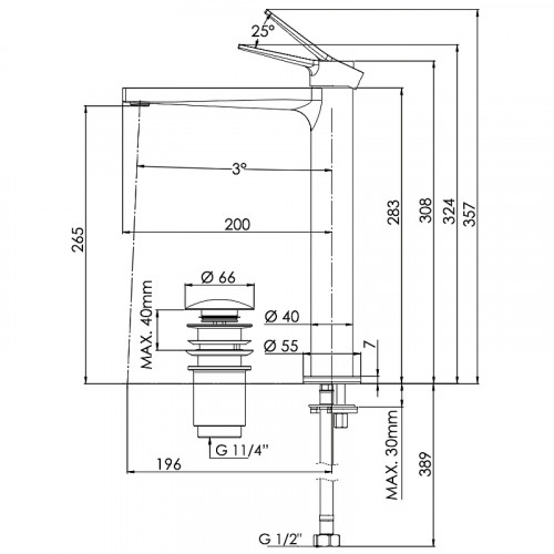 Смеситель для раковины Remer Slash SL10L Хром латунь