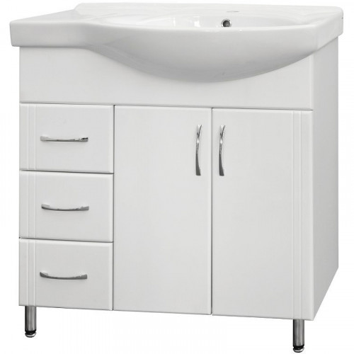 Тумба под раковину Style Line Эко Стандарт 82 L ЛС-00000108 Белая МДФ / ЛДСП