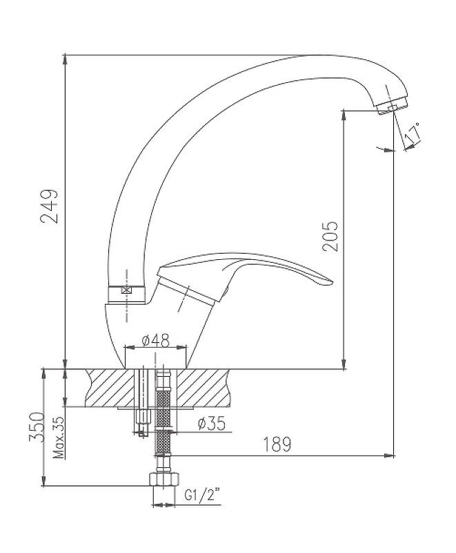 Смеситель для кухни Haiba HB4121 Хром