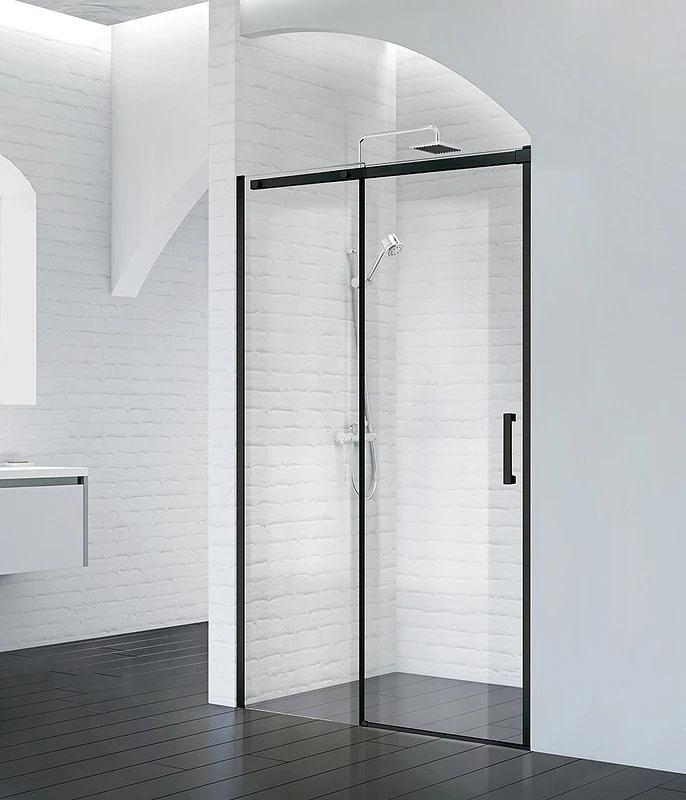 Душевая дверь BelBagno Acqua 130 ACQUA-BF-1-130-C-NERO профиль Черный стекло прозрачное