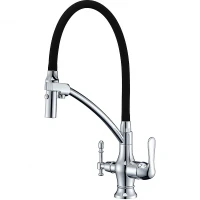 Смеситель для кухни ZorG Sanitary ZR 347-6 YF Хром Черный латунь на столешницу