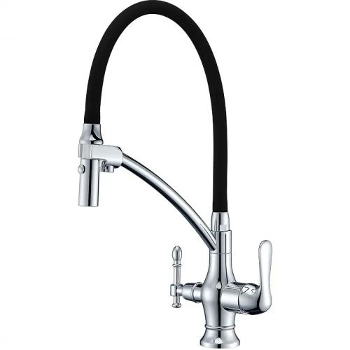Смеситель для кухни ZorG Sanitary ZR 347-6 YF Хром Черный латунь на столешницу