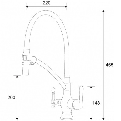 Смеситель для кухни ZorG Sanitary ZR 347-6 YF Хром Черный латунь на столешницу