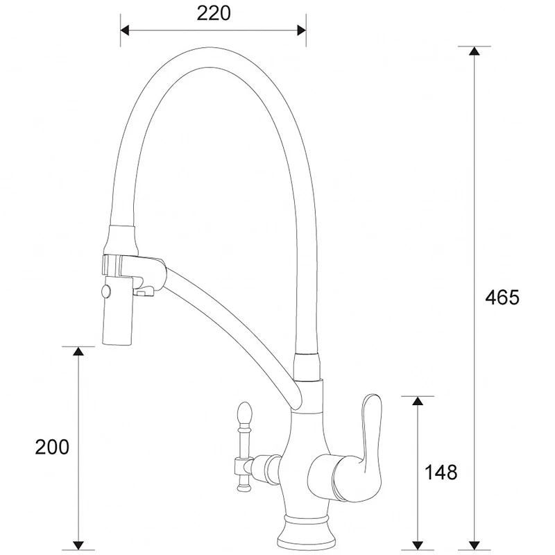 Смеситель для кухни ZorG Sanitary ZR 347-6 YF Хром Черный латунь на столешницу