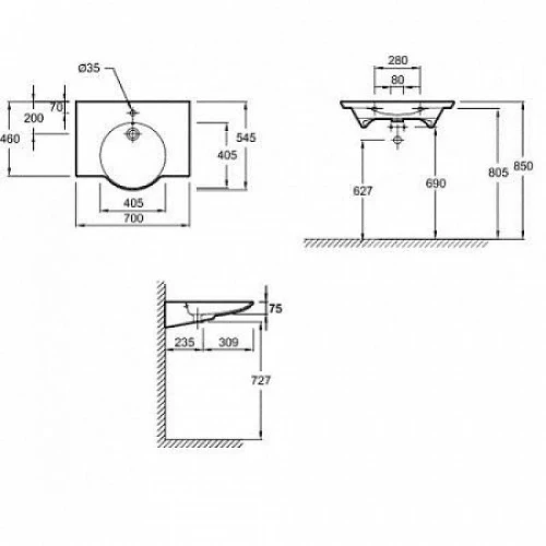 Раковина Jacob Delafon Spherik 70 E4492-00 цвет Белый