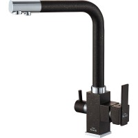 Смеситель для кухни ZorG Steel Hammer SH 805 BLACK CR Черный матовый Хром латунь на столешницу