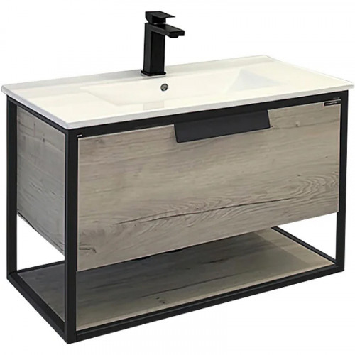 Тумба с раковиной Comforty Бонн 75 00-00008475 подвесная Дуб дымчатый МДФ / ЛДСП
