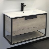 Тумба с раковиной Comforty Бонн 75 00-00008475 подвесная Дуб дымчатый МДФ / ЛДСП