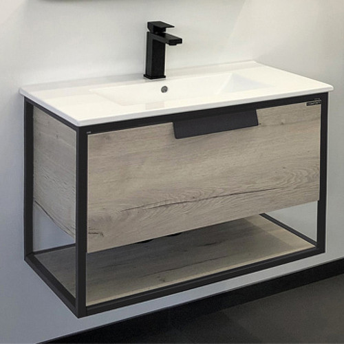 Тумба с раковиной Comforty Бонн 75 00-00008475 подвесная Дуб дымчатый МДФ / ЛДСП