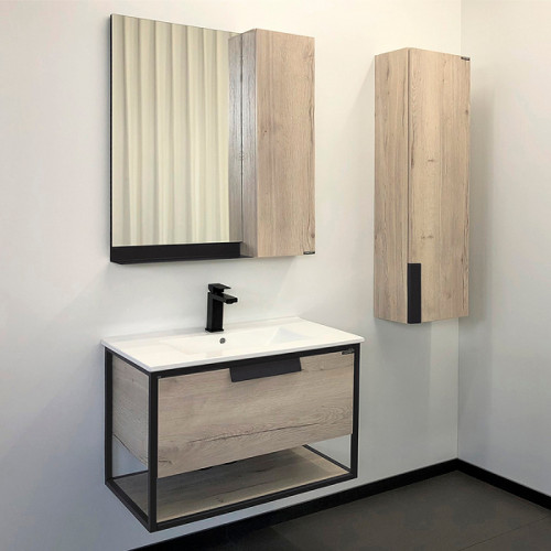 Тумба с раковиной Comforty Бонн 75 00-00008475 подвесная Дуб дымчатый МДФ / ЛДСП