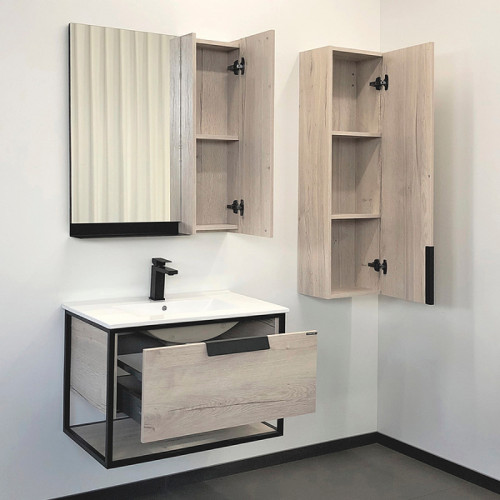 Тумба с раковиной Comforty Бонн 75 00-00008475 подвесная Дуб дымчатый МДФ / ЛДСП