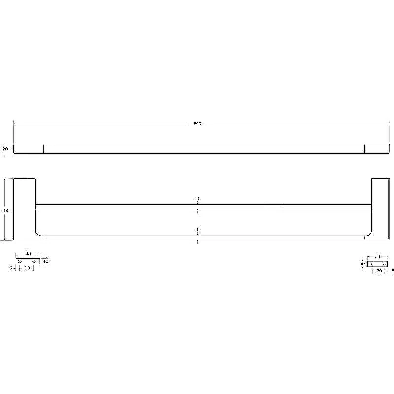 Полотенцедержатель Cezares Slider SLIDER-THD-80-NOP двойной Черный матовый