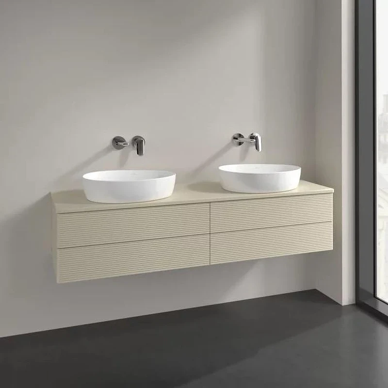 Тумба под раковину Villeroy&Boch Antao 160 L28110HJ подвесная с подсветкой цвет Silk Grey Matt Lacquer