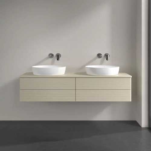 Тумба под раковину Villeroy&Boch Antao 160 L28110HJ подвесная с подсветкой цвет Silk Grey Matt Lacquer