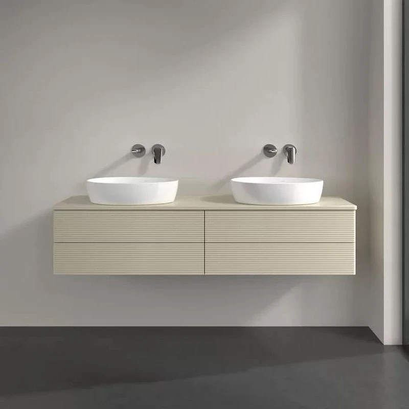 Тумба под раковину Villeroy&Boch Antao 160 L28110HJ подвесная с подсветкой цвет Silk Grey Matt Lacquer