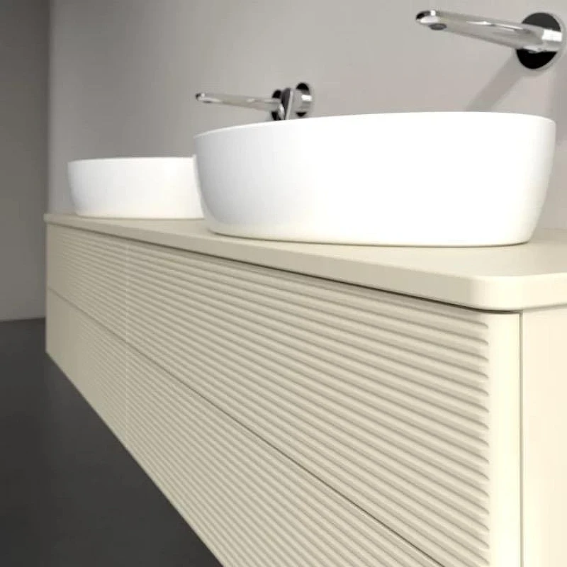Тумба под раковину Villeroy&Boch Antao 160 L28110HJ подвесная с подсветкой цвет Silk Grey Matt Lacquer